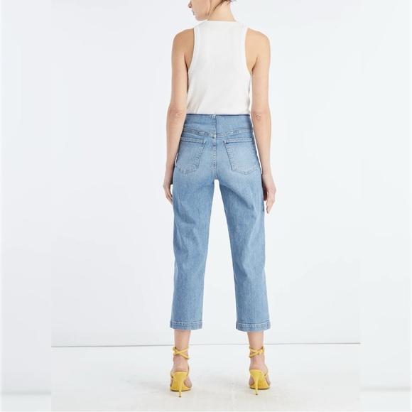 Veronica Beard Crosbie Wide Crop Jeans 28 Lakeshore Light Wash Denim Designer - Picture 4 of 13